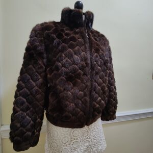 Diamond-Cut Mink Fur Bomber Style Jacket From Henig Furs